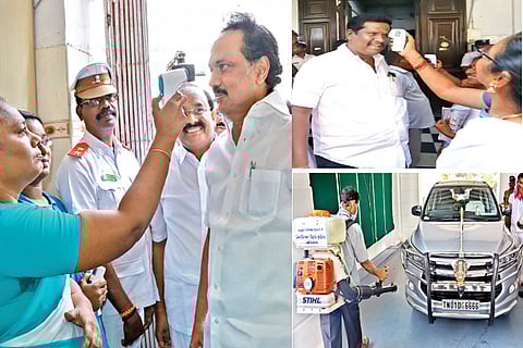 DMK president and Leader of Opposition MK Stalin being screened at Secretariat