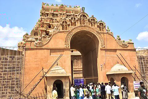 Devotees returning as authorities closed the main gate of the Big Temple around 11 am on Wednesday