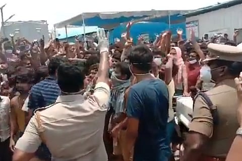 Migrant workers protest in Chennai