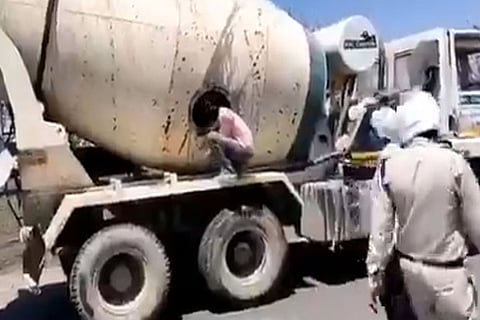 18 migrants, trying to reach home, found hiding inside cement mixer