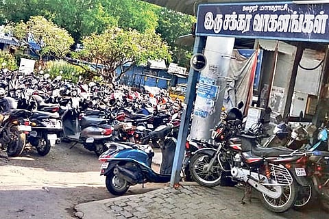 Seized vehicles at a parking lot in Vellore on Monday