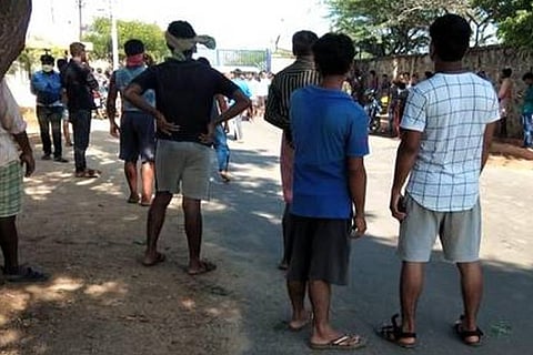 Migrant workers protesting near the Kudankulam Nuclear Power Project