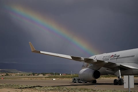 The planes in Spain parked neatly on the plain