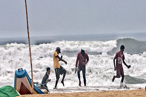 The sea off Chennai was rough on Monday due to the impact of ?Amphan?