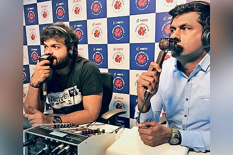 Former India striker Raman Vijayan (right) made his commentary debut in 2017