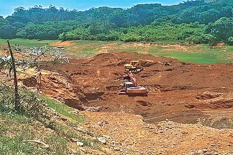 Soil work being carried out at Siruvani dam near Coimbatore