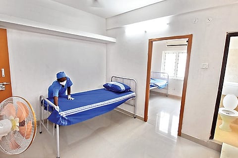 TNSCB tenements in Pulianthope was converted into COVID care centre to house asymptomatic patients.