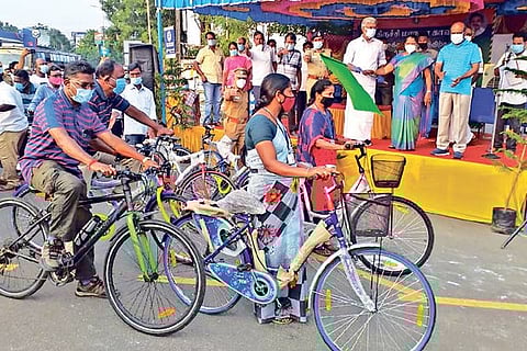 Special track for cycle users officially opened in Tiruchy city