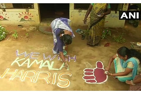 Kamala Harris rangoli in Thulasendrapuram: Villagers hope to see her after winning in US elections