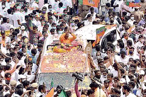 Murugan during his second Vel Yatra attempt in Chennai on Sunday