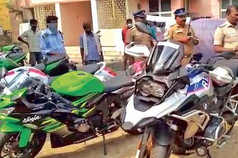 Some of the seized superbikes