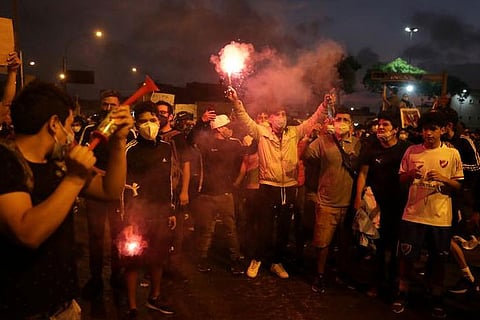 Demonstrators protest against decision of Congress to remove former President Martin Vizcarra