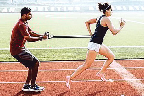 Taapsee during training for the film Rashmi Rocket