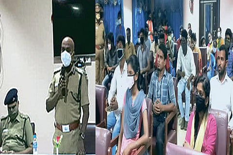 Youngsters from North Chennai being briefed by policeofficers about opportunities