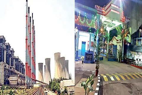 Thermal Power Station 1 in NLC and (right) its illuminated fa?ade before its decommissioning