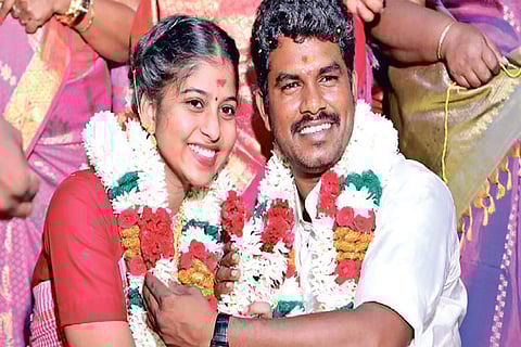 MLA Prabhu and Soundarya after marriage on Monday
