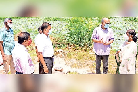 Ariyalur Collector D Rathna inspecting the lakes