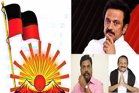 DMK president MK Stalin; Thol Tirumavalavan; Vaiko