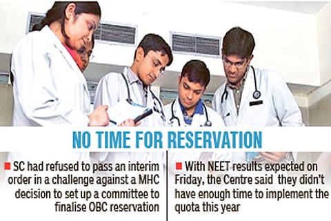 Centre refuses 50 per cent OBC quota in med seats this year