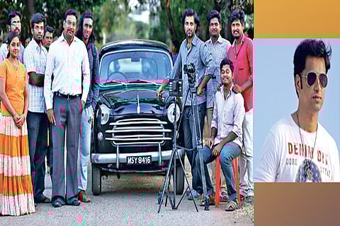 During the shoot of Pothanur Thabal Nilayam; Director Praveen Venkataraman