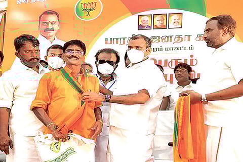 Nagaraj had joined the BJP a week ago at a meeting attended by State president L Murugan