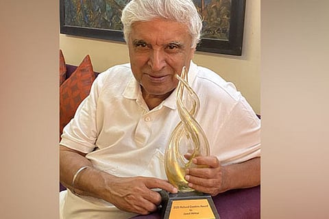 Shabana Azmi shares Javed Akhtar's picture posing with his Richard Dawkins Award trophy