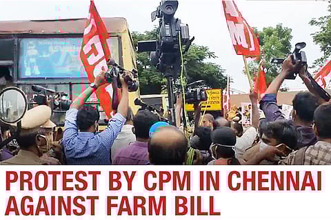 CPM, ryots stage protest