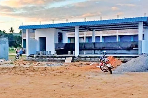 Bus stand built by private persons in Pernambut