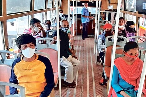 A city bus without standees on Saturday