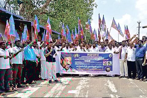VCK cadre stage protest in Ariyalur on Saturday
