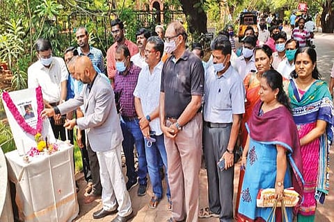 M Davamani Christober, principal of The American College, Madurai, along with faculty members