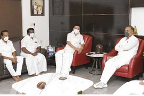 AICC in-charge of Tamil Nadu Congress unit Dinesh Gundu Rao interacting with Chief Minister and DMK