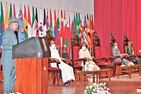 President addressing cadet officers in Wellington