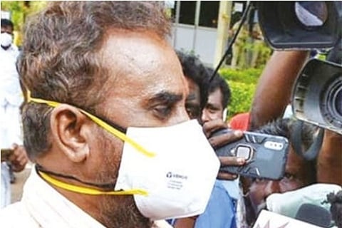 Former minister SP Velumani at Thoothukudi airport on Wednesday