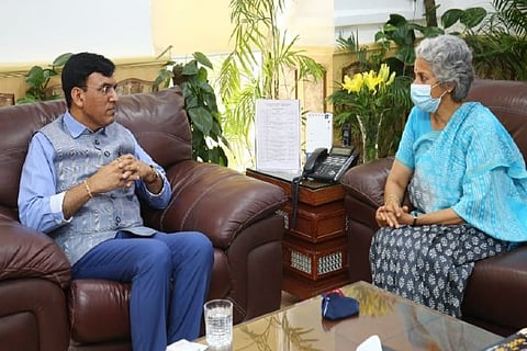 Union Health Minister Mansukh Mandaviya and Chief Scientist Saumya Swaminathan