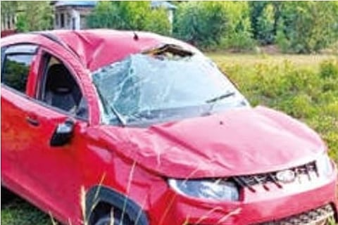 The ill-fated car driven by deceased Dr Vanitha
