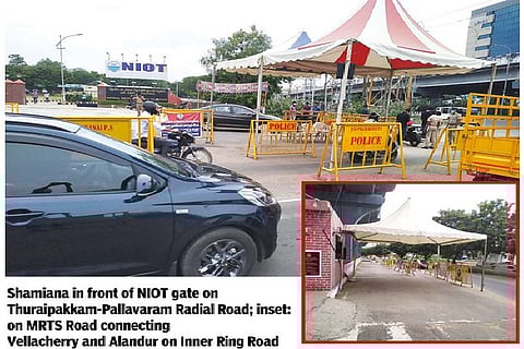 Curbs gone, not shamianas: Erected to help cops enforce COVID protocol, they continue to eat into road space