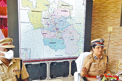 Tirupur City Police Commissioner V Vanitha addressing reporters at the launch of e-beat app.
