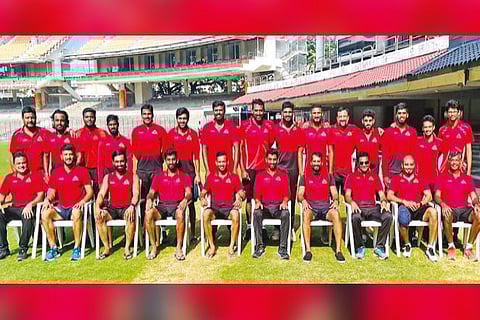 The victorious Jolly Rovers CC squad poses for a team photograph