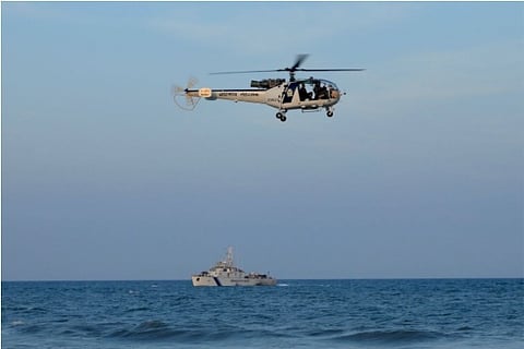 The coast guard are involved in the rescue operation off the Marina beach