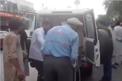 Source: Reuters; The injured are being carried to hospital