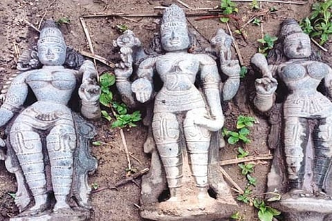 The idols were found during the construction of a house
