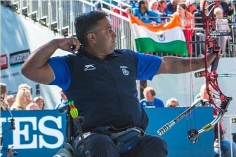 Rakesh Kumar in action during his round (Source: Twitter/@Sportskeeda)