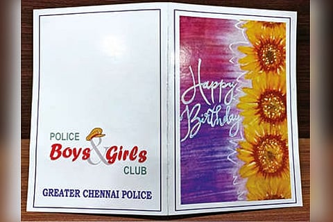 The greeting card given to cops.