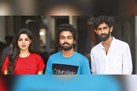 Divya Bharathi, GV Prakash and Sathish Selvakumar. Photo: Manivasagan N