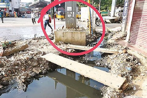 The pillar of the Skywalk project at the Usman Road-Madley Road junction.