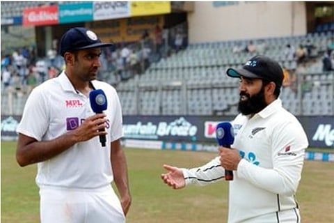 Ravichandran Ashwin and Ajaz Patel (Image Courtesy: Twitter/@BCCI)