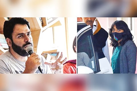 Human rights activist Khurram Parvez (left); climate activist Disha Ravi