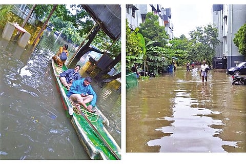 Peravallur police quarters was flooded after the recent rains