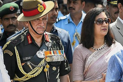 General Bipin Rawat with wife Madhulika. Image Courtesy: PTI